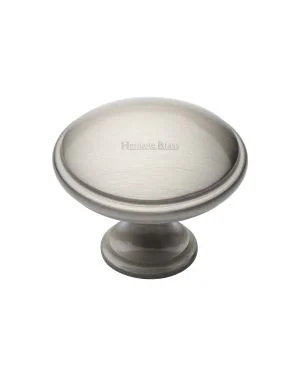 Heritage Brass Cabinet Knob Domed Design 38mm Satin Nickel finish