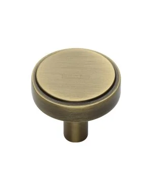 Heritage Brass Cabinet Knob Stepped Disc Design 32mm Antique Brass finish