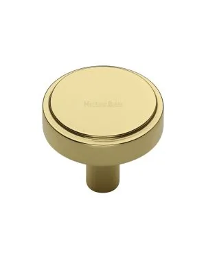 Heritage Brass Cabinet Knob Stepped Disc Design 32mm Polished Brass finish