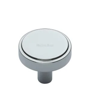 Heritage Brass Cabinet Knob Stepped Disc Design 32mm Polished Chrome finish