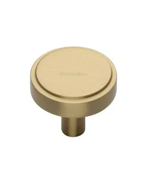 Heritage Brass Cabinet Knob Stepped Disc Design 32mm Satin Brass finish