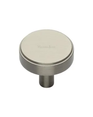 Heritage Brass Cabinet Knob Stepped Disc Design 32mm Satin Nickel finish