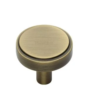Heritage Brass Cabinet Knob Stepped Disc Design 38mm Antique Brass finish