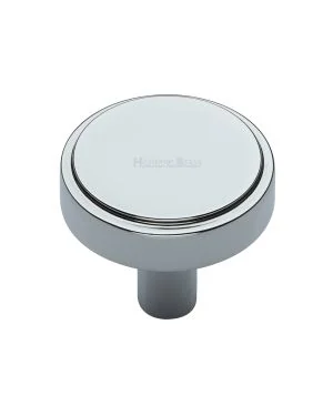 Heritage Brass Cabinet Knob Stepped Disc Design 38mm Polished Chrome finish