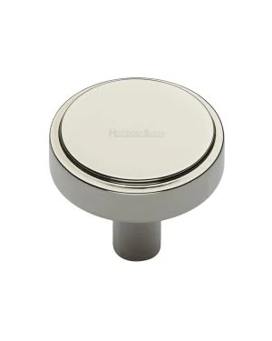 Heritage Brass Cabinet Knob Stepped Disc Design 38mm Polished Nickel finish
