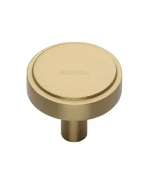 Heritage Brass Cabinet Knob Stepped Disc Design 38mm Satin Brass finish
