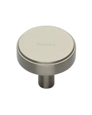 Heritage Brass Cabinet Knob Stepped Disc Design 38mm Satin Nickel finish