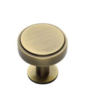 Heritage Brass Cabinet Knob Stepped Disc Design with Rose 32mm Antique Brass finish