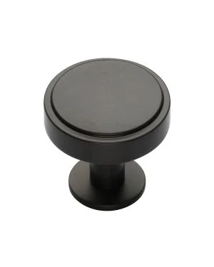 Heritage Brass Cabinet Knob Stepped Disc Design with Rose 32mm Matt Bronze finish