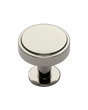 Heritage Brass Cabinet Knob Stepped Disc Design with Rose 32mm Polished Nickel finish