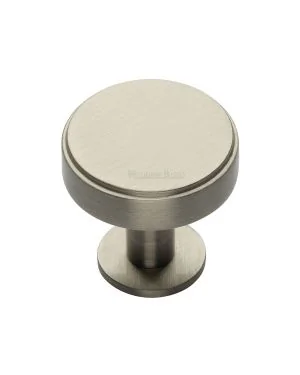 Heritage Brass Cabinet Knob Stepped Disc Design with Rose 32mm Satin Nickel finish