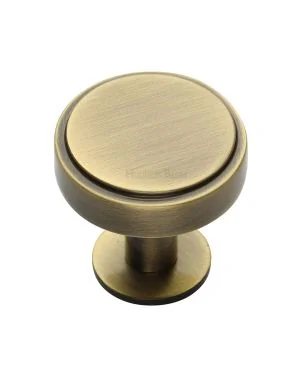 Heritage Brass Cabinet Knob Stepped Disc Design with Rose 38mm Antique Brass finish