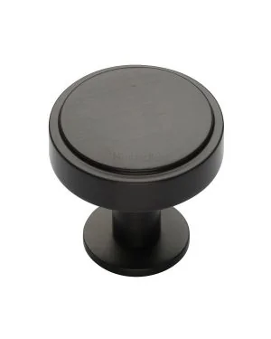Heritage Brass Cabinet Knob Stepped Disc Design with Rose 38mm Matt Bronze finish