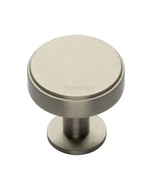 Heritage Brass Cabinet Knob Stepped Disc Design with Rose 38mm Satin Nickel finish