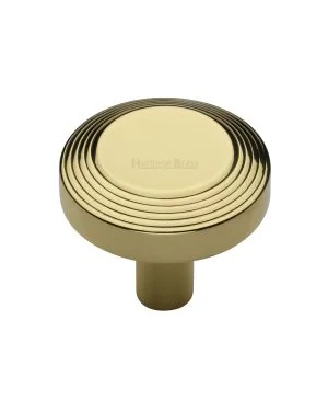 Heritage Brass Cabinet Knob Ridge Design 38mm Polished Brass finishUK Registered Design Number 6194410