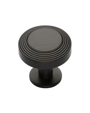 Heritage Brass Cabinet Knob Ridge Design with Rose 32mm Matt Bronze finishUK Registered Design Number 6194410