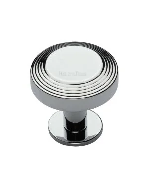 Heritage Brass Cabinet Knob Ridge Design with Rose 32mm Polished Chrome finishUK Registered Design Number 6194410