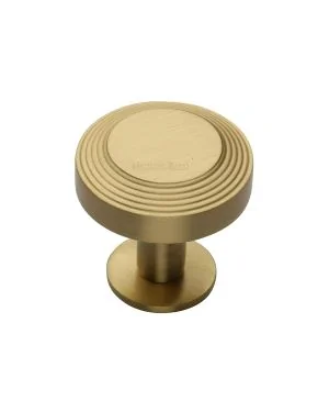 Heritage Brass Cabinet Knob Ridge Design with Rose 32mm Satin Brass finishUK Registered Design Number 6194410