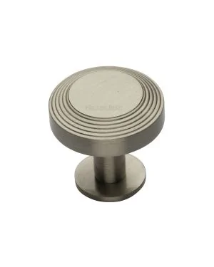 Heritage Brass Cabinet Knob Ridge Design with Rose 32mm Satin Nickel finishUK Registered Design Number 6194410