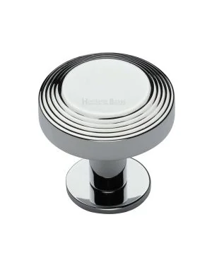 Heritage Brass Cabinet Knob Ridge Design with Rose 38mm Polished Chrome finishUK Registered Design Number 6194410