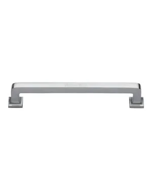 Heritage Brass Cabinet Pull Square Vintage Design 203mm CTC Satin Chrome Finish
