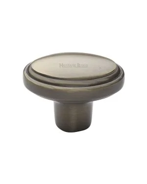 Heritage Brass Cabinet Knob Stepped Oval Design 41mm Antique Brass finish