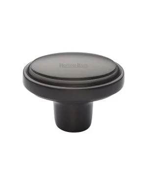 Heritage Brass Cabinet Knob Stepped Oval Design 41mm Matt Bronze finish