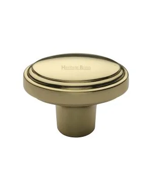 Heritage Brass Cabinet Knob Stepped Oval Design 41mm Polished Brass finish