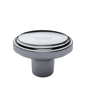 Heritage Brass Cabinet Knob Stepped Oval Design 41mm Polished Chrome finish