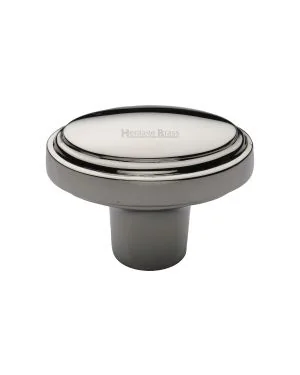 Heritage Brass Cabinet Knob Stepped Oval Design 41mm Polished Nickel finish