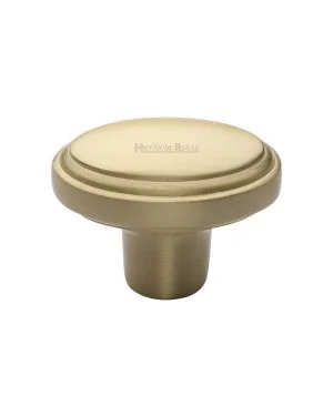 Heritage Brass Cabinet Knob Stepped Oval Design 41mm Satin Brass finish
