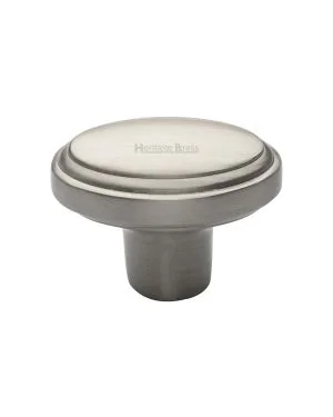 Heritage Brass Cabinet Knob Stepped Oval Design 41mm Satin Nickel finish