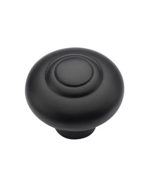 Heritage Brass Cabinet Knob Round Bead Design 38mm Matt Black finish