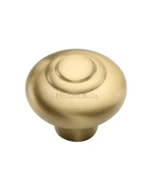 Heritage Brass Cabinet Knob Round Bead Design 38mm Satin Brass finish