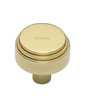 Heritage Brass Cabinet Knob Round Deco Design 32mm Polished Brass finish