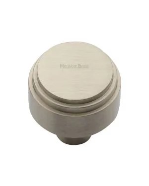 Heritage Brass Cabinet Knob Round Deco Design 32mm Satin Nickel finish