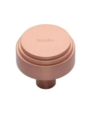 Heritage Brass Cabinet Knob Round Deco Design 32mm Satin Rose Gold finish