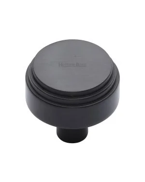 Heritage Brass Cabinet Knob Round Deco Design 38mm Matt Black finish