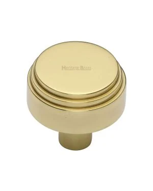 Heritage Brass Cabinet Knob Round Deco Design 38mm Polished Brass finish