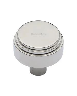 Heritage Brass Cabinet Knob Round Deco Design 38mm Polished Nickel finish