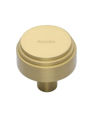 Heritage Brass Cabinet Knob Round Deco Design 38mm Satin Brass finish