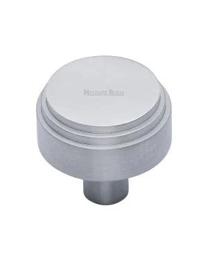 Heritage Brass Cabinet Knob Round Deco Design 38mm Satin Chrome finish