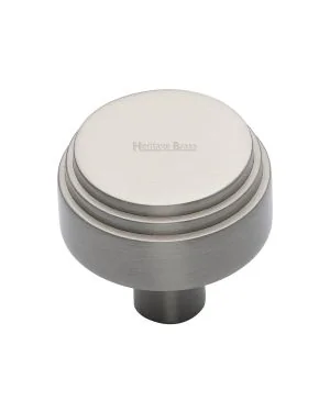 Heritage Brass Cabinet Knob Round Deco Design 38mm Satin Nickel finish