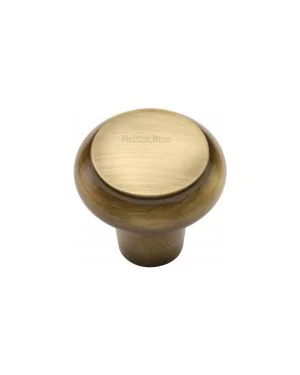 Heritage Brass Cabinet Knob Edge Design 32mm Antique finish