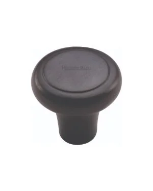Heritage Brass Cabinet Knob Round Edge Design 38mm Matt Black finish