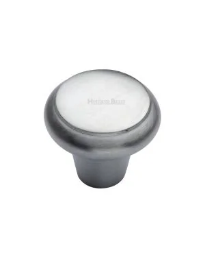 Heritage Brass Cabinet Knob Edge Design 38mm Satin Chrome finish