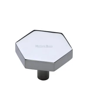 Heritage Brass Cabinet Knob Hexagon Design 38mm Polished Chrome finish