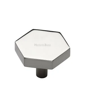 Heritage Brass Cabinet Knob Hexagon Design 38mm Polished Nickel finish