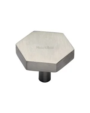 Heritage Brass Cabinet Knob Hexagon Design 38mm Satin Nickel finish
