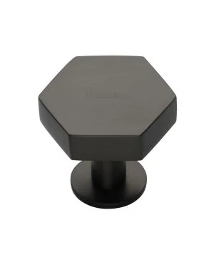 Heritage Brass Cabinet Knob Hexagon Design with Rose 38mm Matt Bronze finish